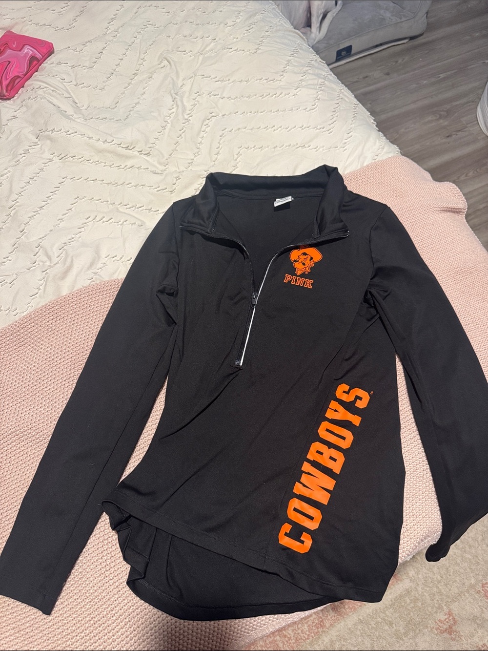 Victoria's Secret PINK- Oklahoma State Long Sleeve Quarter-Zip